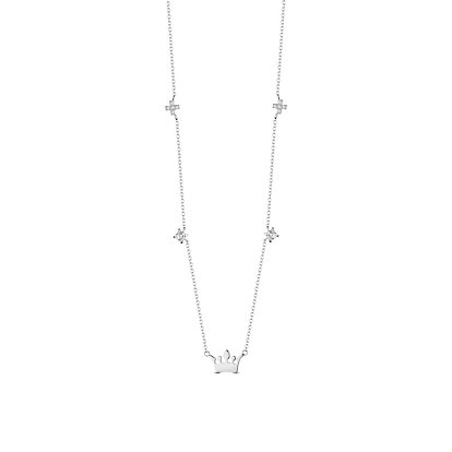 SHEGRACE 925 Sterling Silver Necklace with Crown Pendant
