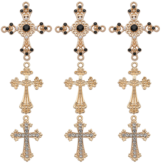 Набор для поиска ювелирных изделий своими руками, в том числе 24шт 3 стили подвески из сплава со стразами и звенья компонентов люстры