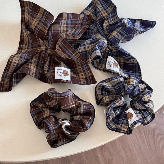 Аксессуары для волос из ткани с узором тартан, для девочек или женщин, резинка для волос / резинки для волос