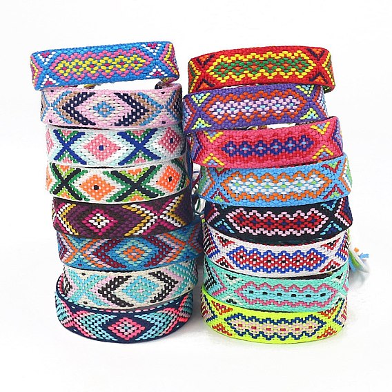 Плетеный браслет из полиэстера с узором в виде ромбов, Этнический племенной регулируемый бразильский браслет для женщин