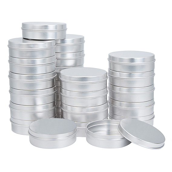 Round Aluminium Tin Cans, Aluminium Jar, Storage Containers for Cosmetic, Candles, Candies, with Slip-on Lid