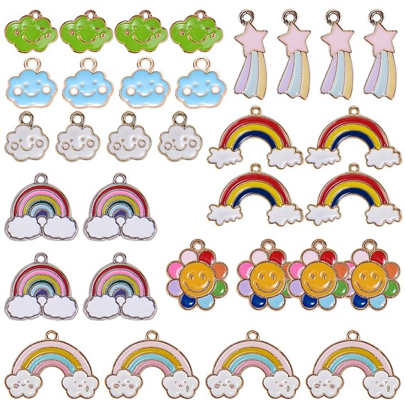 Alloy Enamel Pendants, Mixed Shapes