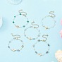 5Pcs 5 Styles Handmade Glass & Opalite & Natural Morganite & Dyed Green Agate & Labradorite & Amethyst Nuggets Beads Necklaces, Brass Butterfly Link Chain Necklaces for Women
