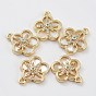 Brass Cubic Zirconia Pendants, with Shell, Flower