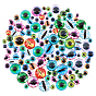 120Pcs 4 Style Glass Cabochons, Cat Eye, Half Round