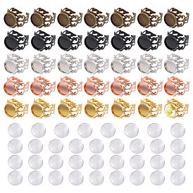 Комплекты колец для пальцев своими руками, включая фурнитуру для железных манжетных колец, Кабошоны из стекла