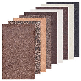 BENECREAT 9 sheets 9 colors Embossed PVC Imitation Leather Fabric, for Garment Accessories
