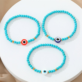 Boho Evil Eye Beaded Bracelet for Women - Turkish Eye Stretchy Wristband
