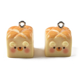 Непрозрачные подвески смолы, Щенячий тост с начинкой, с платиновыми тоновыми железными петлями