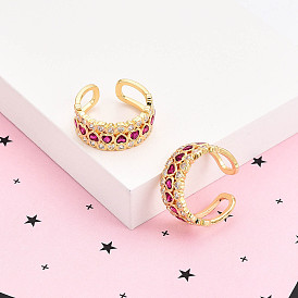 Манжеты из латуни с микро паве кубический цирконий для женщин, без кадмия и без свинца, сердце