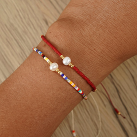 2шт. винтажные браслеты из плетеного бисера, украшенные стеклянными бусинами и пластиковыми имитациями груши, для женщин, колонка