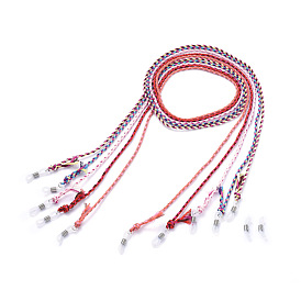 Chaînes de lunettes en coton tressé, tour de cou pour lunettes, avec des extrémités de boucle en caoutchouc