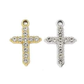 Alloy Rhinestone Pendants, UV Plated, Cross