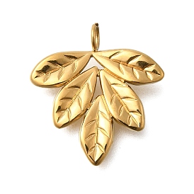 PVD Vacuum Plating 201 Stainless Steel Pendants, Leaf Charm