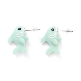 Cute Shark Resin Stud Earrings, Animal Earrings with Alloy Pin for Women