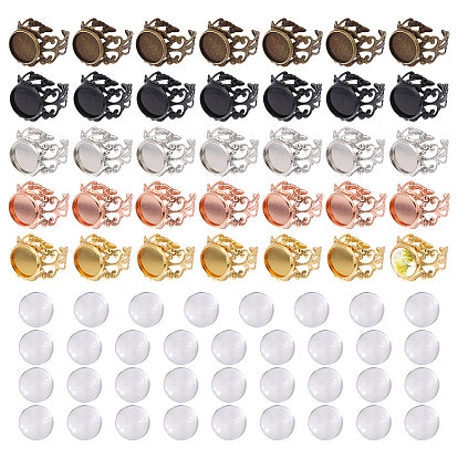Комплекты колец для пальцев своими руками, включая фурнитуру для железных манжетных колец, Кабошоны из стекла