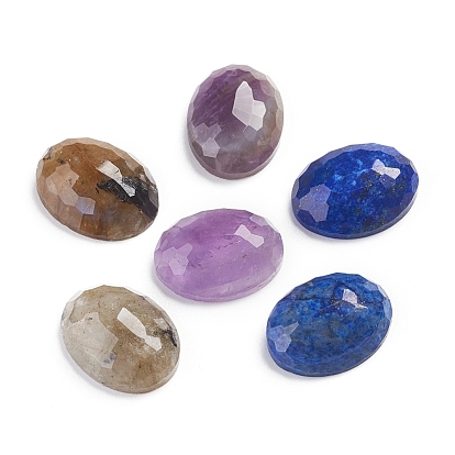 Natural Gemstone Cabochons, Oval, Faceted