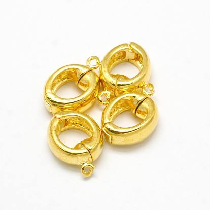 Brass Magnetic Clasps with Loops, Oval Ring, 19x13x6mm, Hole: 2.5mm