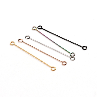 Ion Plating(IP) 304 Stainless Steel Eye Pins, Double Sided Eye Pins