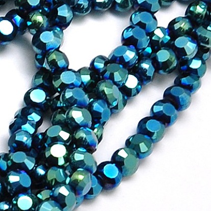 Стеклянные бусины с гальваническим покрытием , полное покрытие, граненые, плоско-круглые, 4x3 мм, отверстие : 1 мм