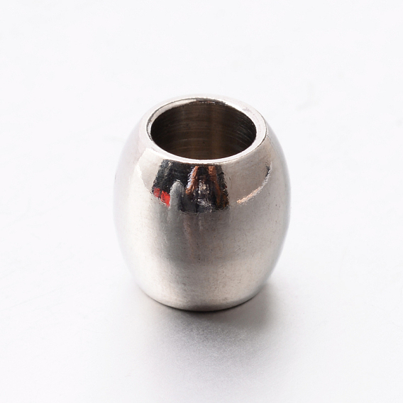 201 из нержавеющей стали европейские шарики, большие отверстия баррель бисером, 10x10 мм, отверстие : 5.5 мм