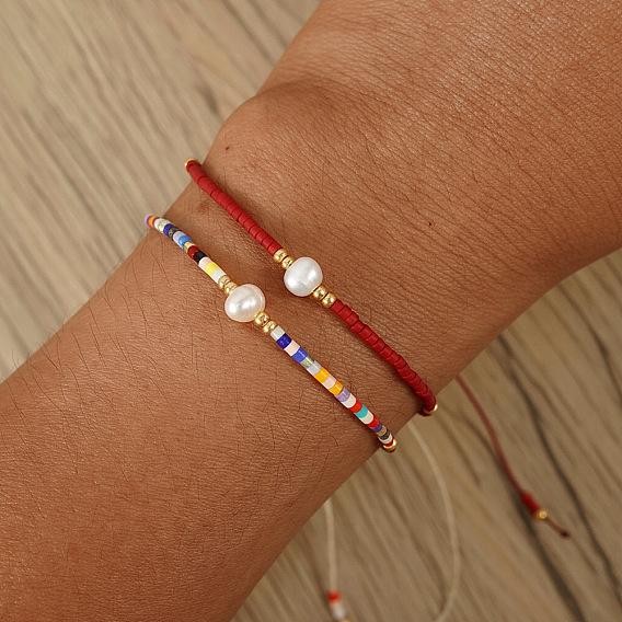 2шт. винтажные браслеты из плетеного бисера, украшенные стеклянными бусинами и пластиковыми имитациями груши, для женщин, колонка