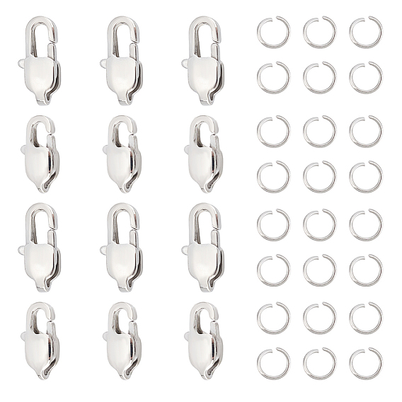 16 шт. 2 размер ионное покрытие (ip) 304 застежки-лобстеры из нержавеющей стали, 20шт. открытые переходные кольца