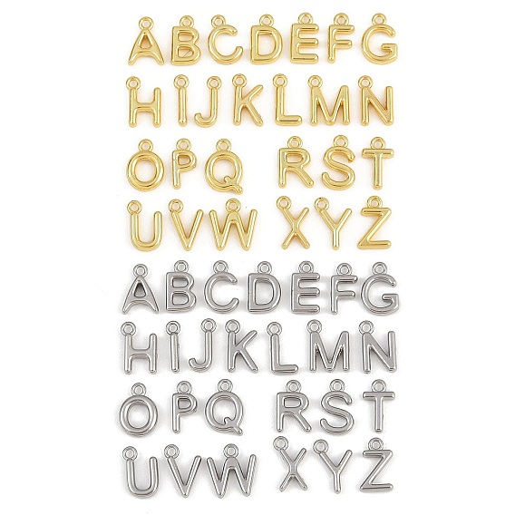 Stainless Steel Charms, Letter A-Z, Rack Plating, Long-Lasting Plated