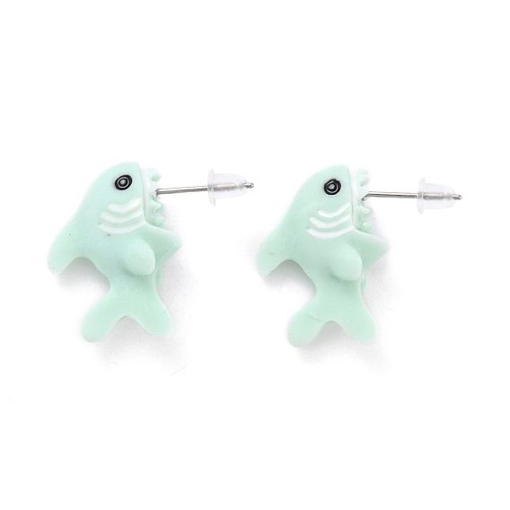 Cute Shark Resin Stud Earrings, Animal Earrings with Alloy Pin for Women