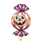 Halloween Candy Jack O Lantern Alloy & Enamel Brooches, Costume Badge Pin, with Rhinestone