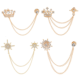 4 шт. 4 стили брошь-цепочка в виде короны и звезды со стразами, значок из цинкового сплава для рюкзака