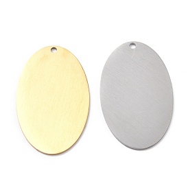 304 Stainless Steel Pendants, Double Side Drawbench, Stamping Blank Tag, Oval