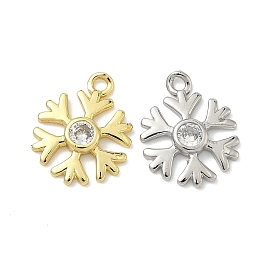 Рождественские подвески из латуни с прозрачными кубическими цирконами, прелести снежинки, без кадмия и без свинца, долговечный, стойки покрытие