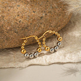 Круглые серьги-кольца из нержавеющей стали двухцветные