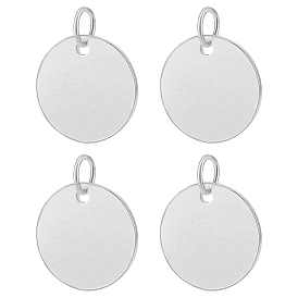 4шт. 925 подвески из стерлингового серебра, пустой плоский круглый, с прыжковых колец