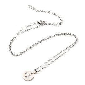 201 Stainless Steel Heart Pendant Necklace with Cable Chains
