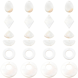 24 шт 6 стили натуральные пресноводные подвески из ракушек, разнообразные