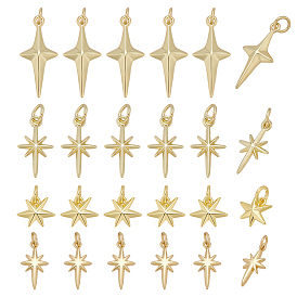 24 шт 4 стили латунные подвески, с прыжковых колец, звезда