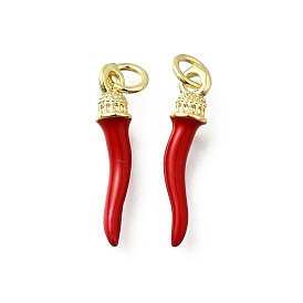 Латунь эмаль подвески, с целью перехода в кольце, рог изобилия / итальянский рог корничелло амулеты, стойки покрытие, долговечный, без свинца и без кадмия