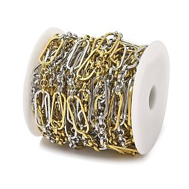 Ion Plating(IP) 304 Stainless Steel Two-Tone Link Chains, with Spool, Soldered