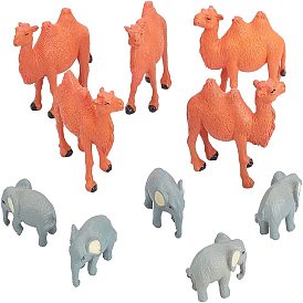 10Pcs 2 Style PVC Animal Doll Decoration, 3D Elephant & Camel Plastic Home Ornaments, for Home & Microlandscape Ornaments