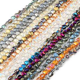 Electroplate Glass Beads Strands, Heart, Mixed Style