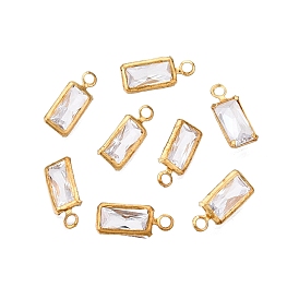 Brass with Cubic Zirconia Charms, Rectangular