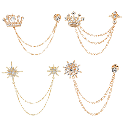 4 шт. 4 стили брошь-цепочка в виде короны и звезды со стразами, значок из цинкового сплава для рюкзака