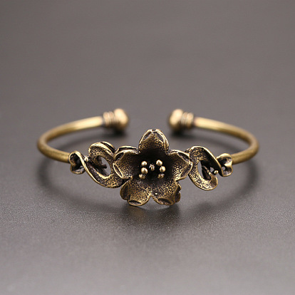 Латунь манжеты браслеты, браслеты с крутящим моментом для женщин, цветок