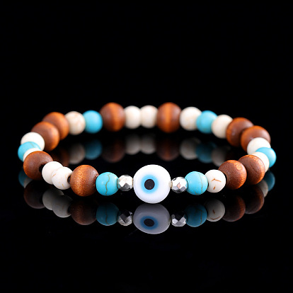 Браслеты из натуральных и синтетических круглых бусин для мужчин, злые глаза, со стеклом