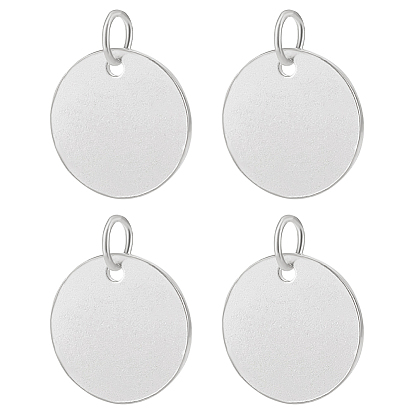 4шт. 925 подвески из стерлингового серебра, пустой плоский круглый, с прыжковых колец