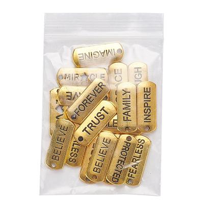 18Pcs 18 Style Tibetan Style Alloy Rectangle Pendants, with Word, Cadmium Free & Lead Free