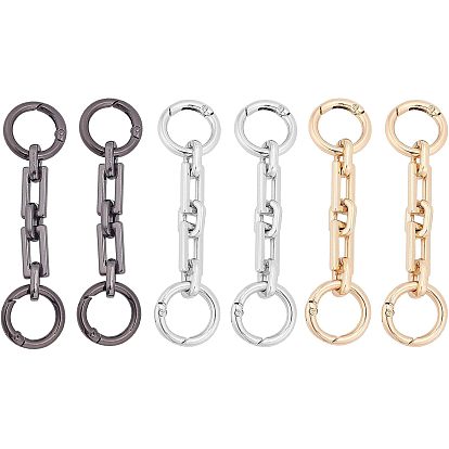 6 шт 3 цвета цинковый сплав сумка удлинитель кабель цепи, с застежками пружинного кольца, аксессуары для замены сумок
