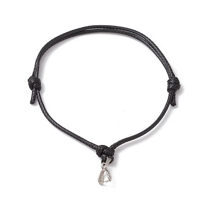 Изготовление браслета из вощеного полиэфирного шнура с регулируемой длиной, с латунными скобами для ледоруба, чёрные